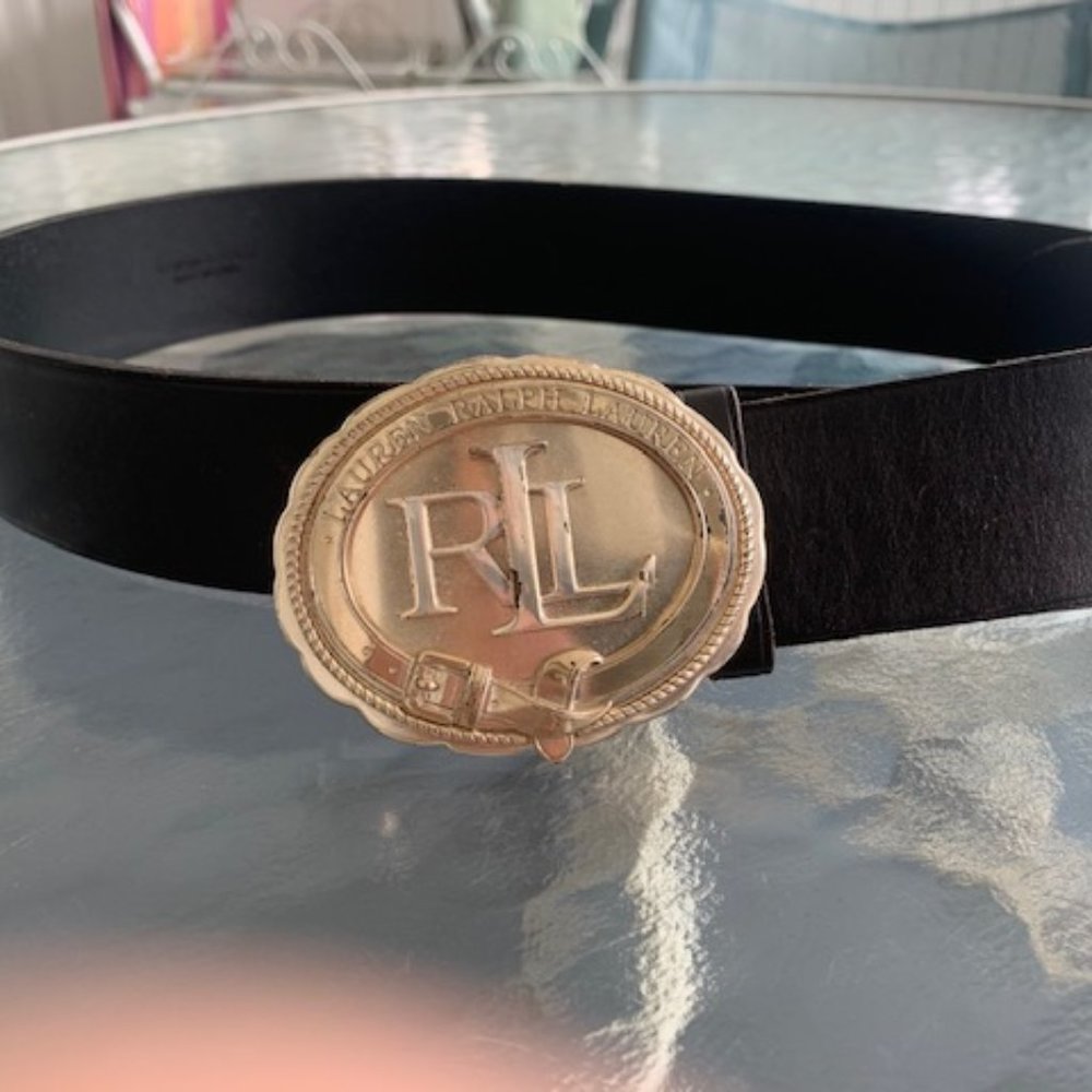 LAUREN RALPH LAUREN BLACK LEATHER BELT SIZE M